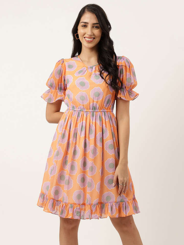 Grandis Orange Women's Mini Dress - Masakali.Co®
