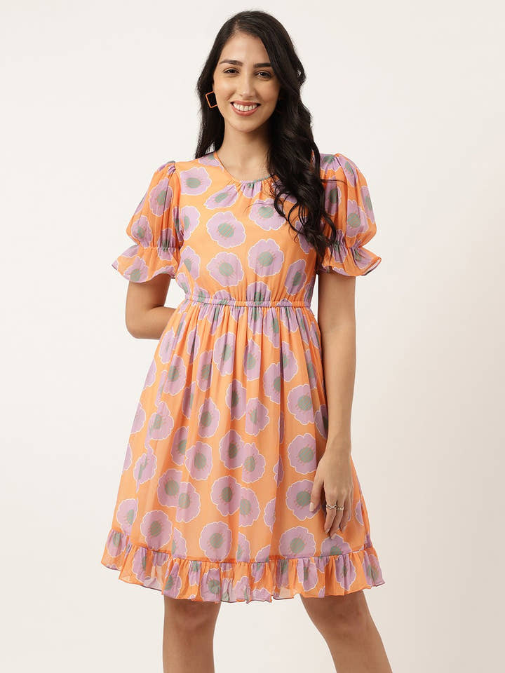 Grandis Orange Women's Mini Dress - Masakali.Co®
