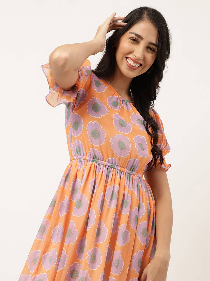 Grandis Orange Women's Mini Dress - Masakali.Co®