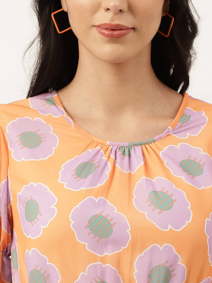 Grandis Orange Women's Mini Dress - Masakali.Co®
