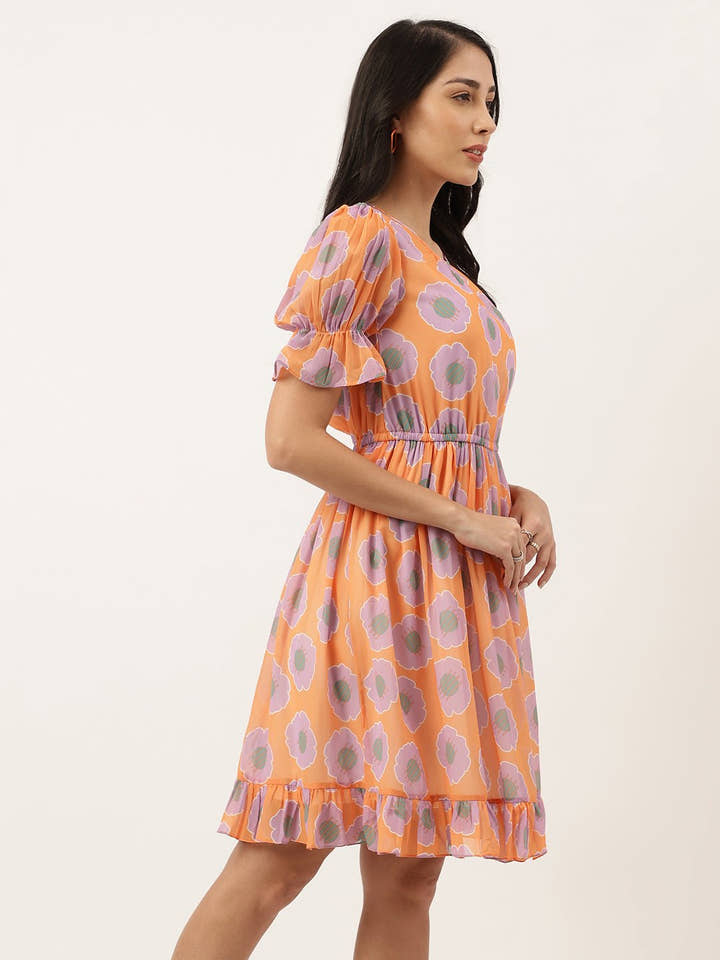 Grandis Orange Women's Mini Dress - Masakali.Co®