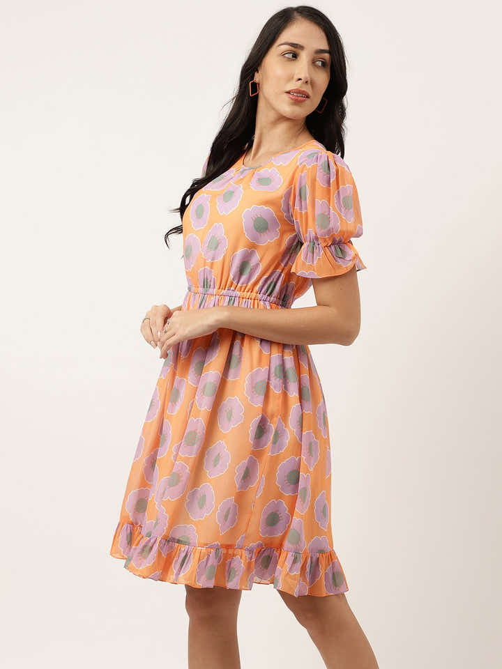 Grandis Orange Women's Mini Dress - Masakali.Co®