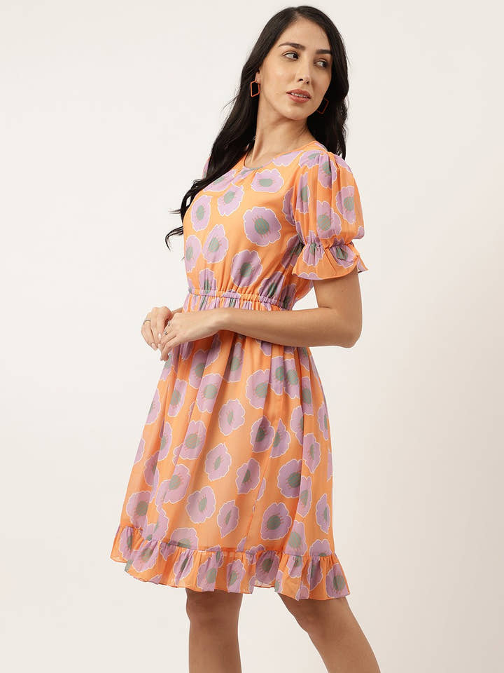 Grandis Orange Women's Mini Dress - Masakali.Co®