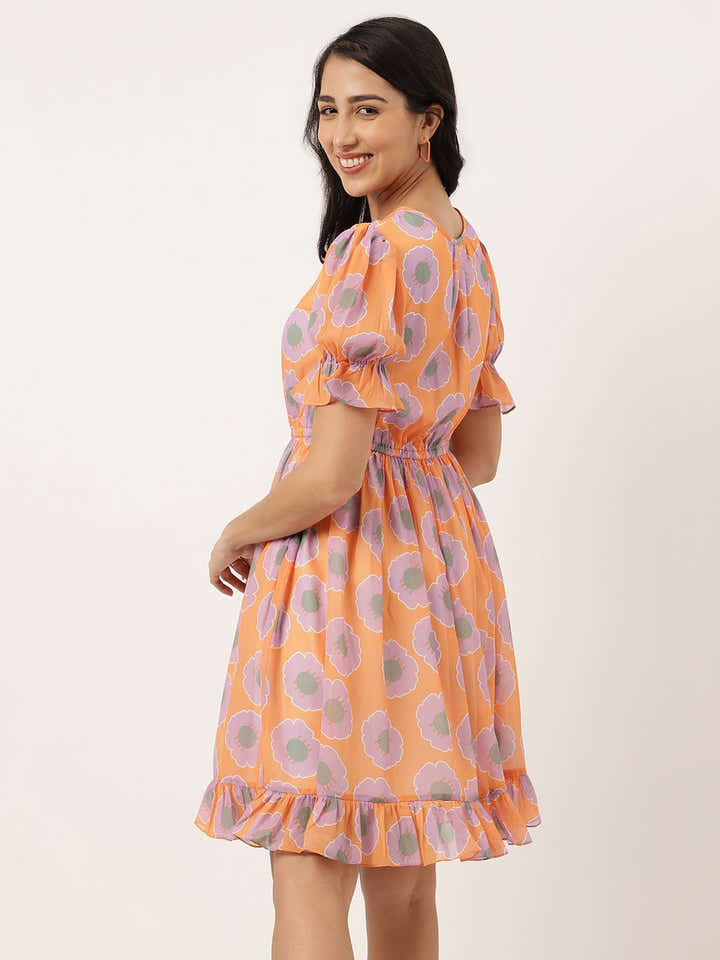 Grandis Orange Women's Mini Dress - Masakali.Co®