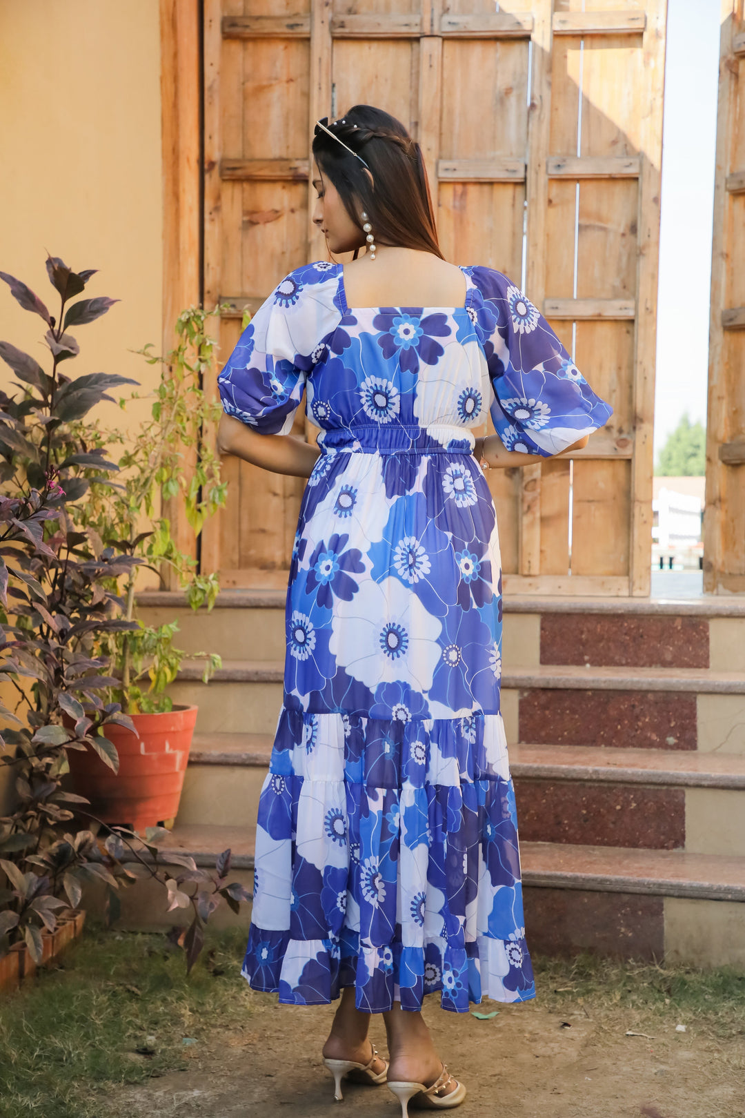 Havelock Blue Floral Maxi Dress - Masakali.Co®