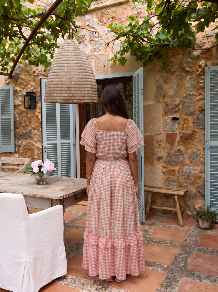 Blush Check Bloom Maxi Dress