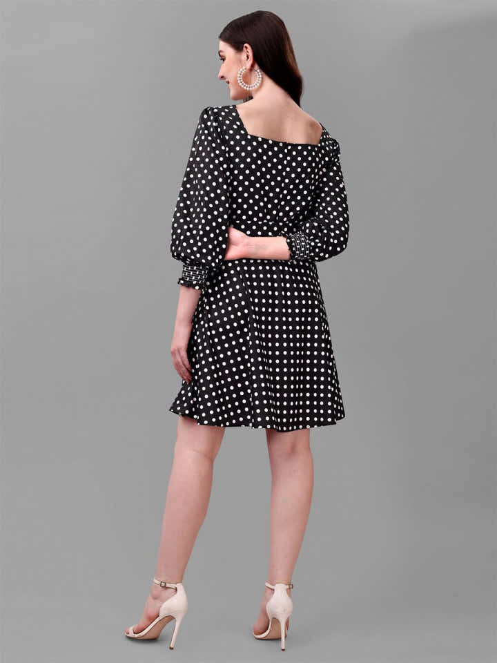 Masakali.co dresses for Women western wear polka dot black - Masakali.Co®