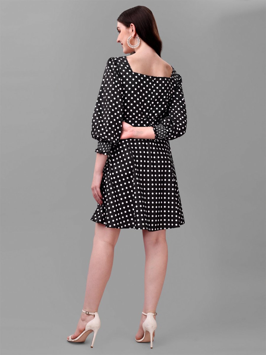 Masakali.co dresses for Women western wear polka dot black - Masakali.Co®