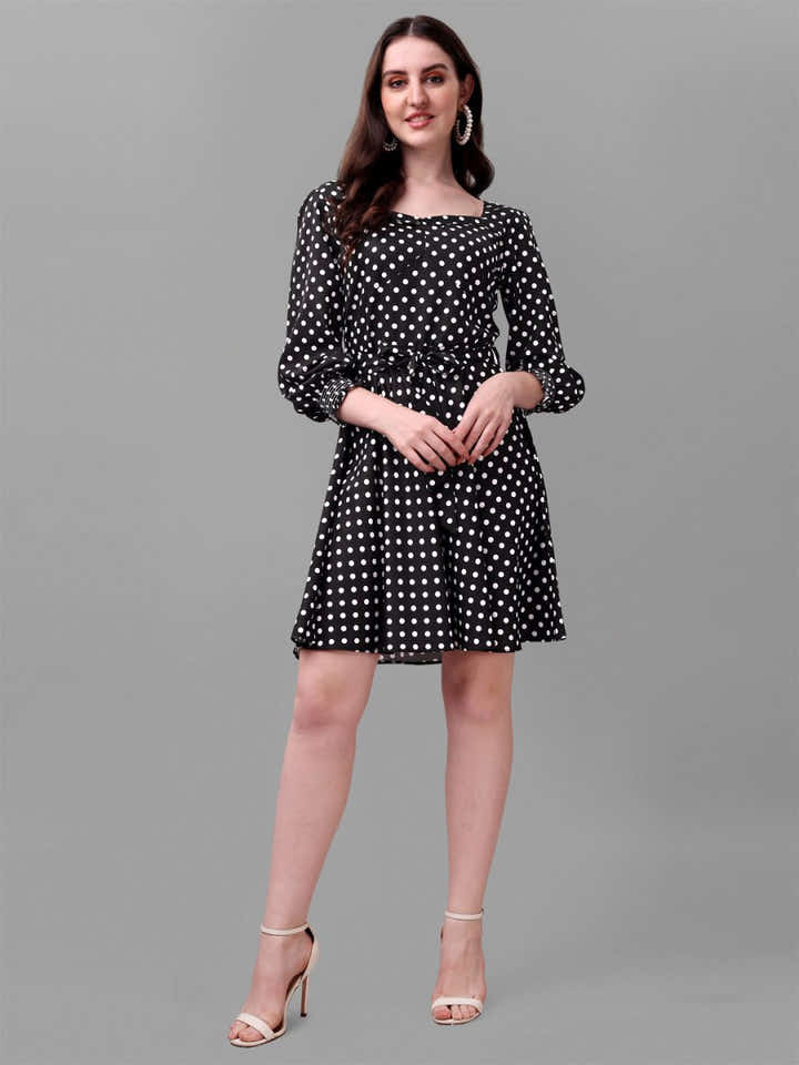 Masakali.co dresses for Women western wear polka dot black - Masakali.Co®