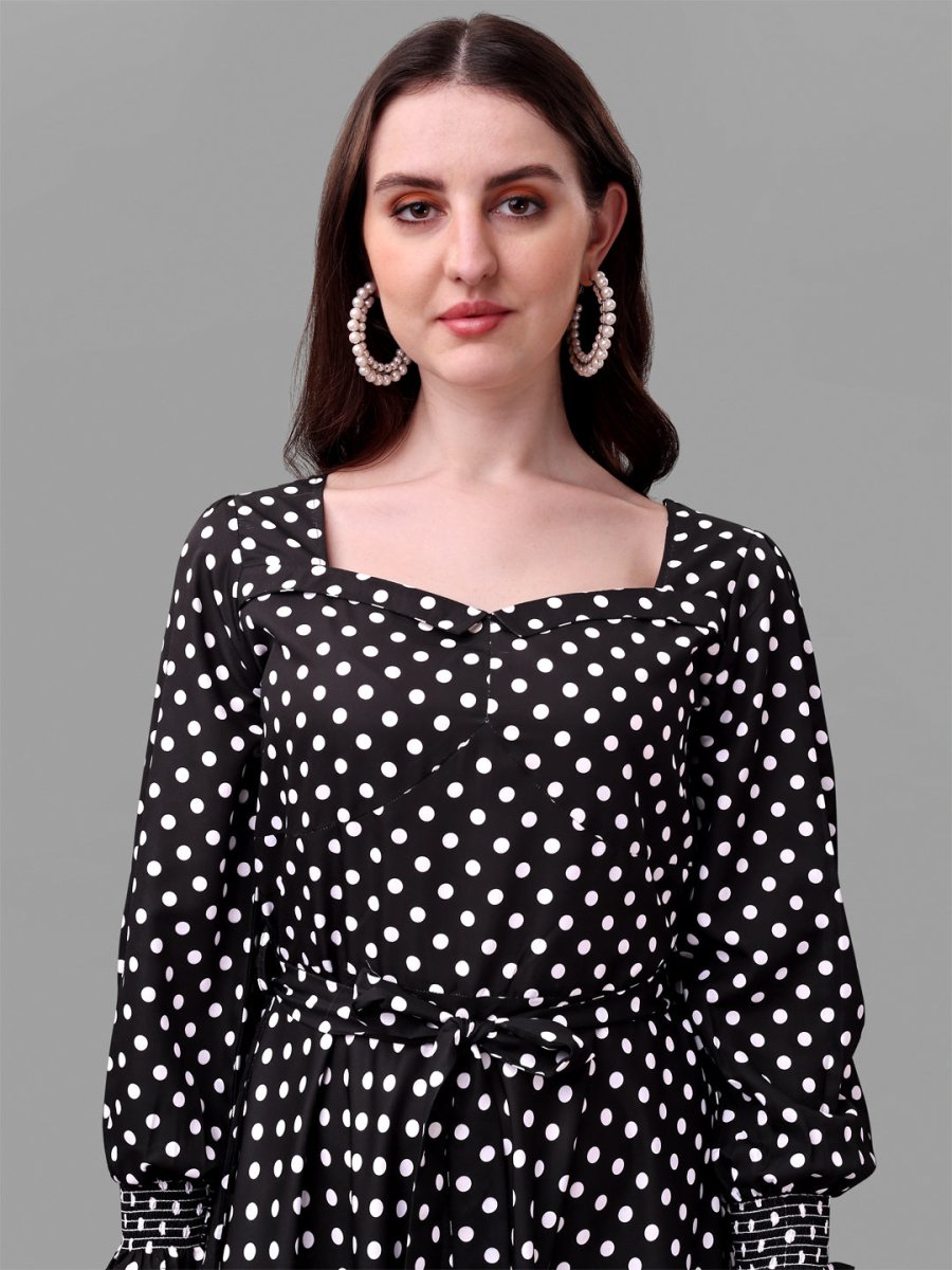 Masakali.co dresses for Women western wear polka dot black - Masakali.Co®