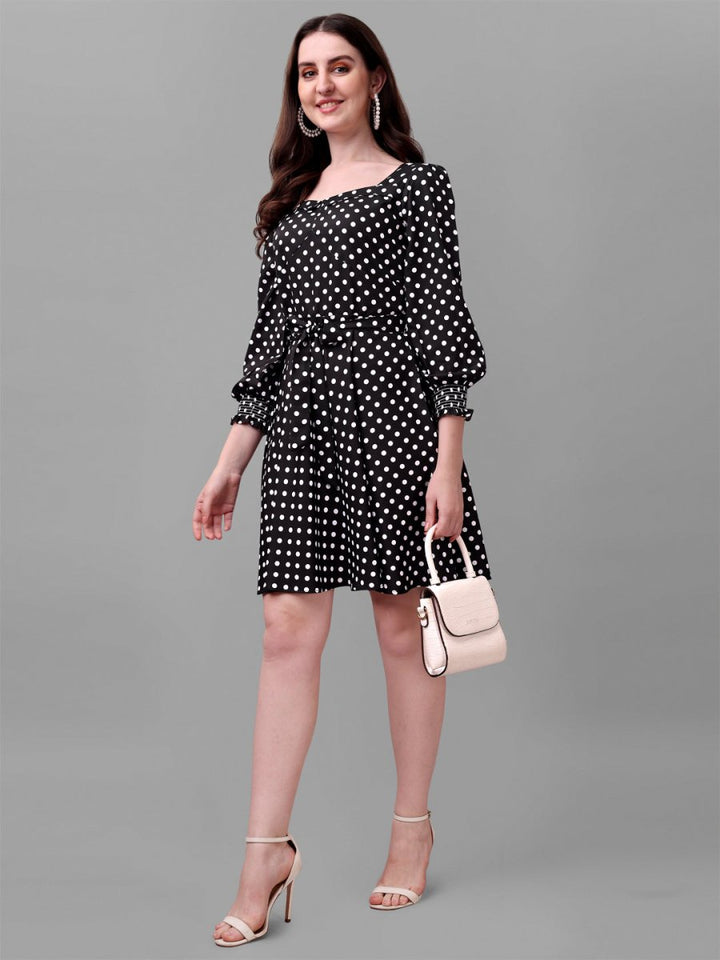 Masakali.co dresses for Women western wear polka dot black - Masakali.Co®