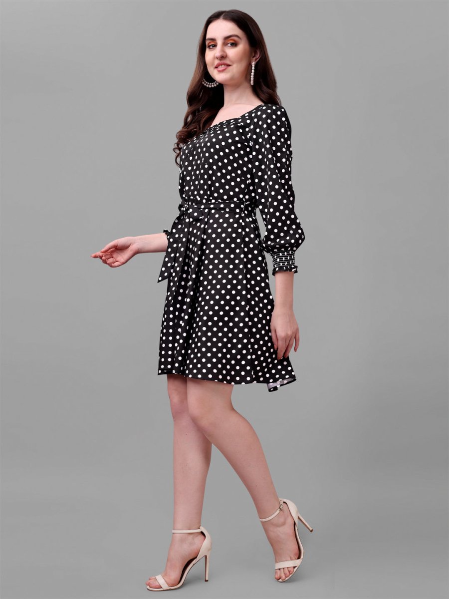 Masakali.co dresses for Women western wear polka dot black - Masakali.Co®