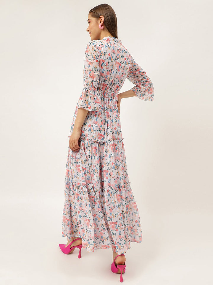 Masakali.co dresses for Women western wear White Flowers Floral Maxi Dress - Masakali.Co®