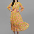 Masakali.co dresses for Women western wear Yellow Floral Maxi Dress