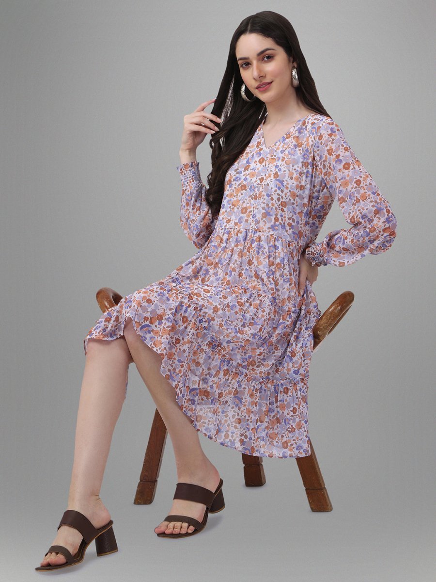 Masakali.co dresses for womens Cream Purple Color - Masakali.Co®