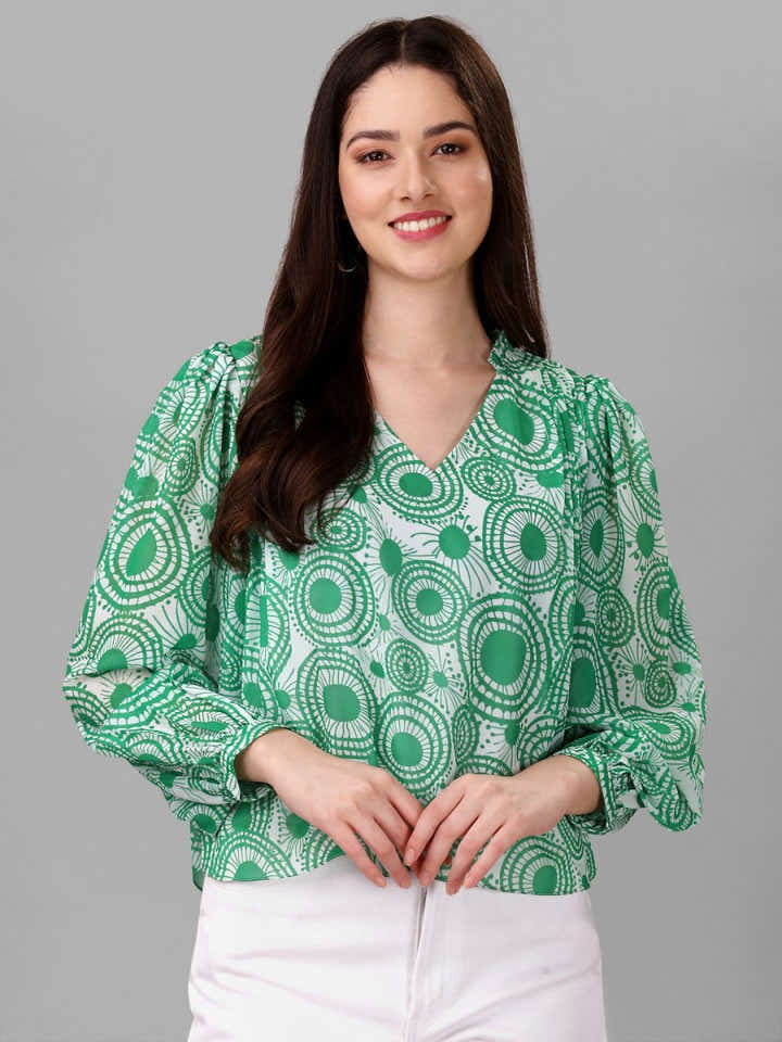 Masakali.co tops for Women western wear abstract Green Colour - Masakali.Co®