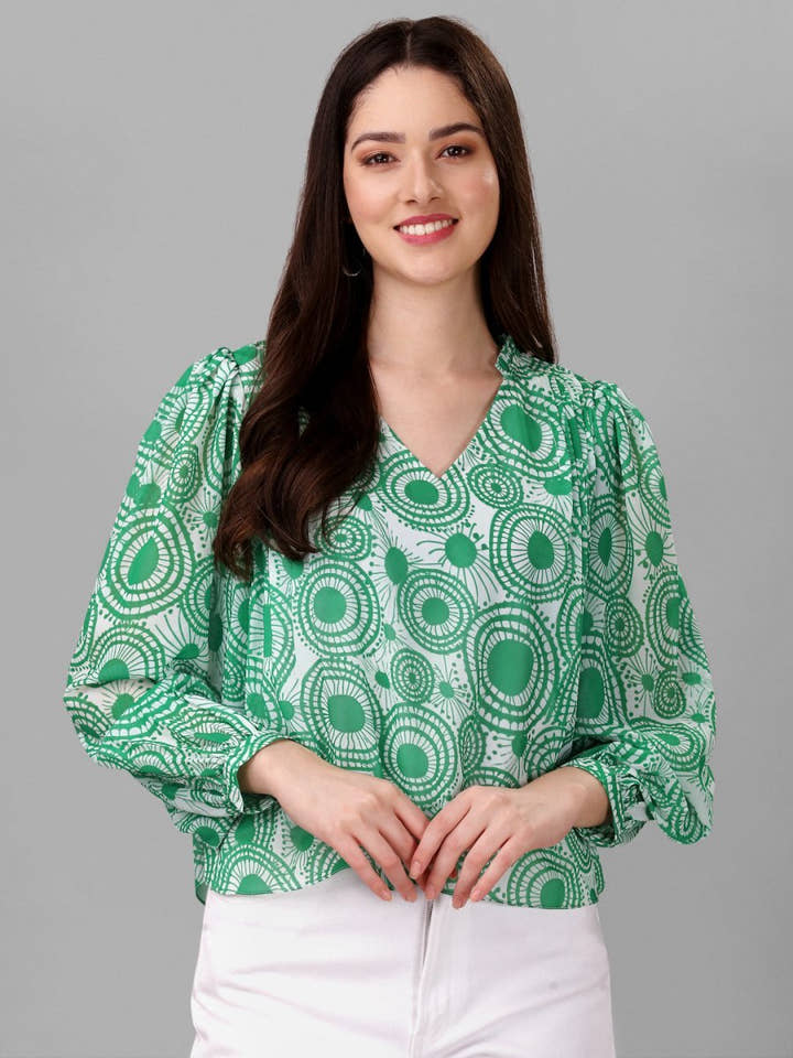 Masakali.co tops for Women western wear abstract Green Colour - Masakali.Co®