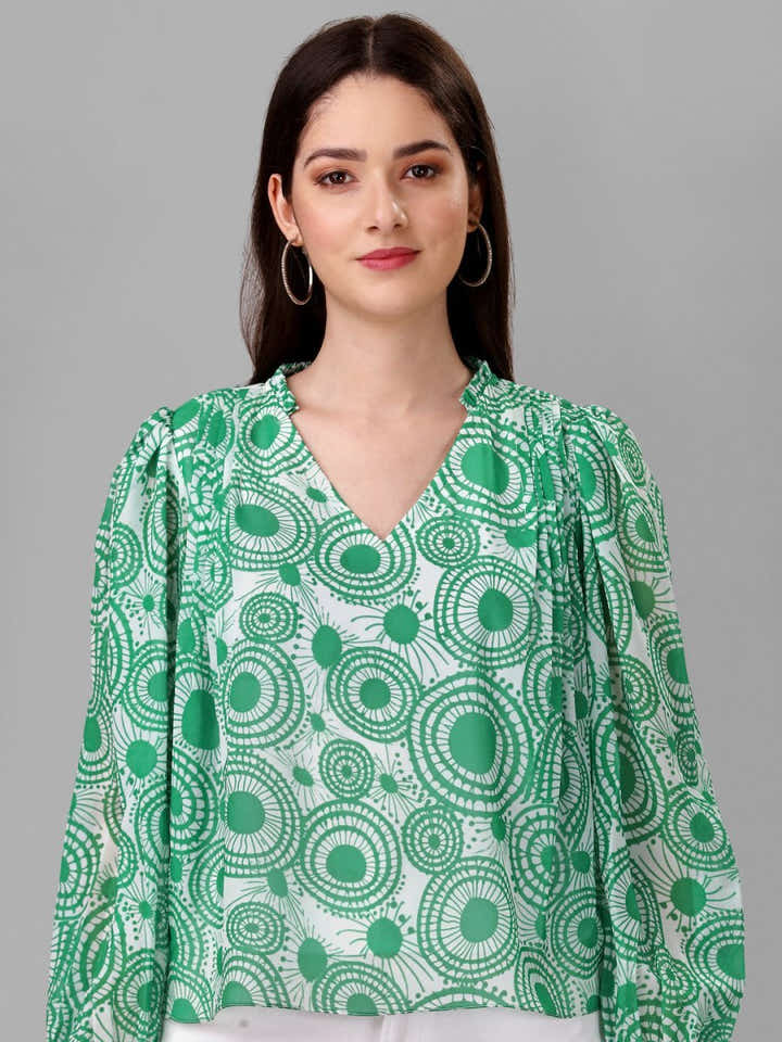 Masakali.co tops for Women western wear abstract Green Colour - Masakali.Co®