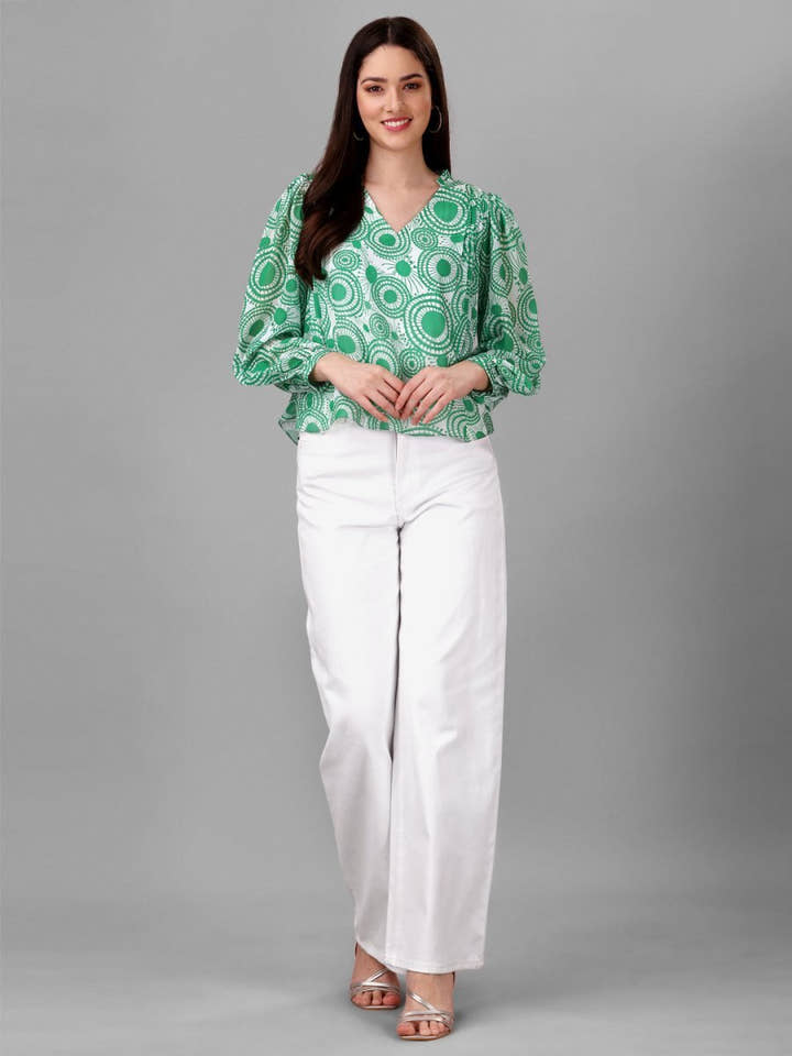 Masakali.co tops for Women western wear abstract Green Colour - Masakali.Co®
