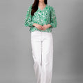 Masakali.co tops for Women western wear abstract Green Colour