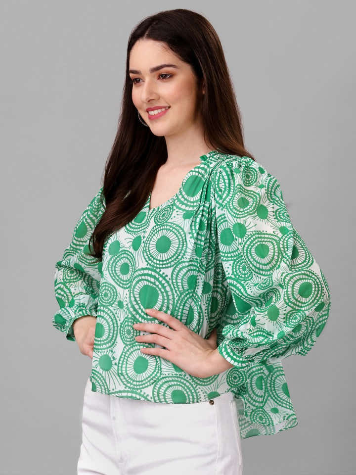 Masakali.co tops for Women western wear abstract Green Colour - Masakali.Co®