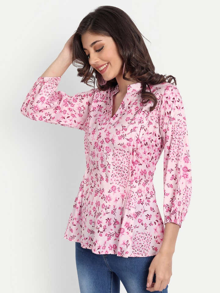 Masakali.co Tops for Women western wear floral pink - Masakali.Co®