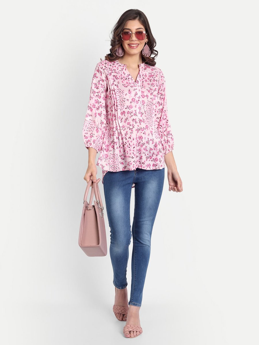 Masakali.co Tops for Women western wear floral pink - Masakali.Co®