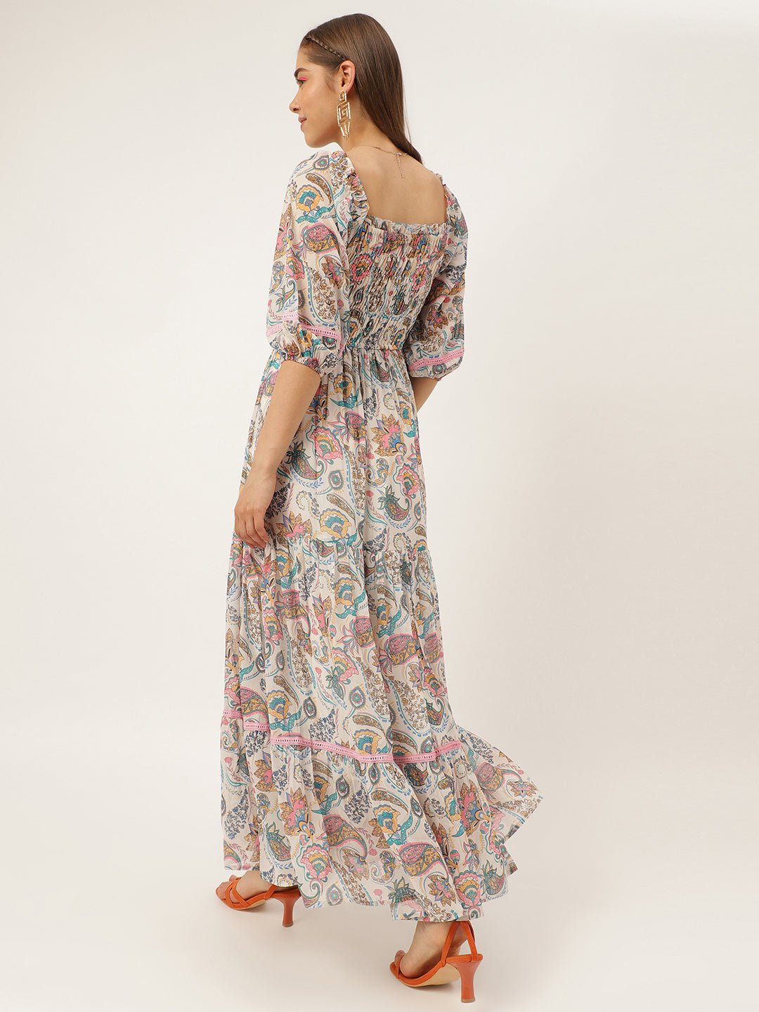 Paisley Print Fit & Flare Maxi Dress - Masakali.Co®