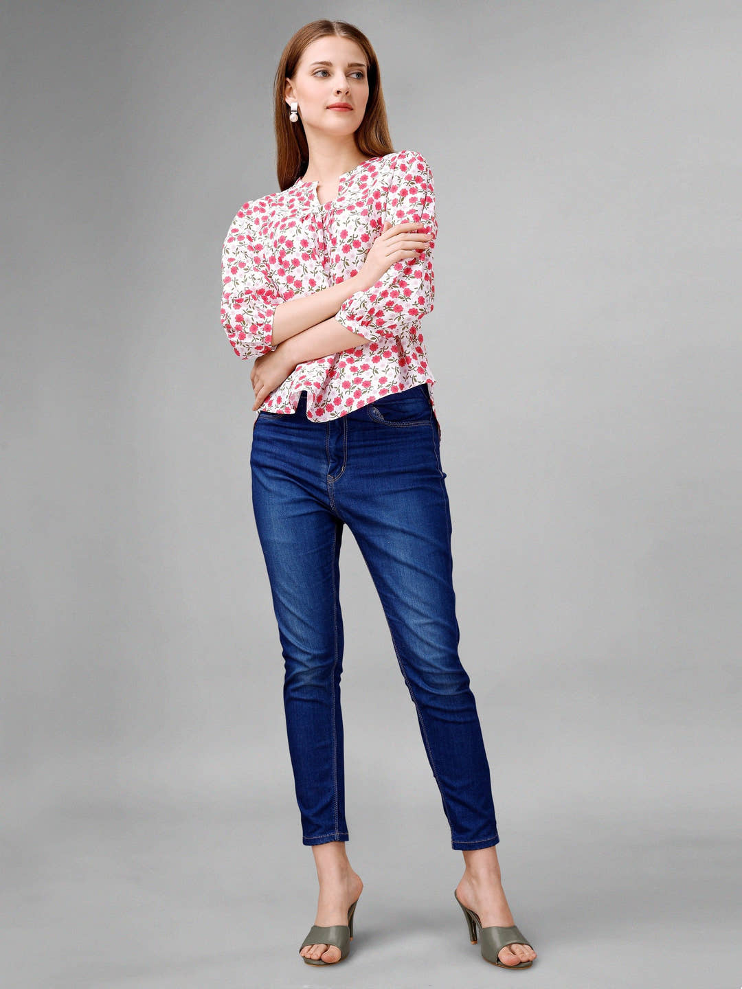 Pink Flare Floral Womens Top - Masakali.Co®