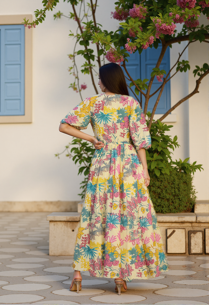 Lemon Zest Floral Maxi Dress