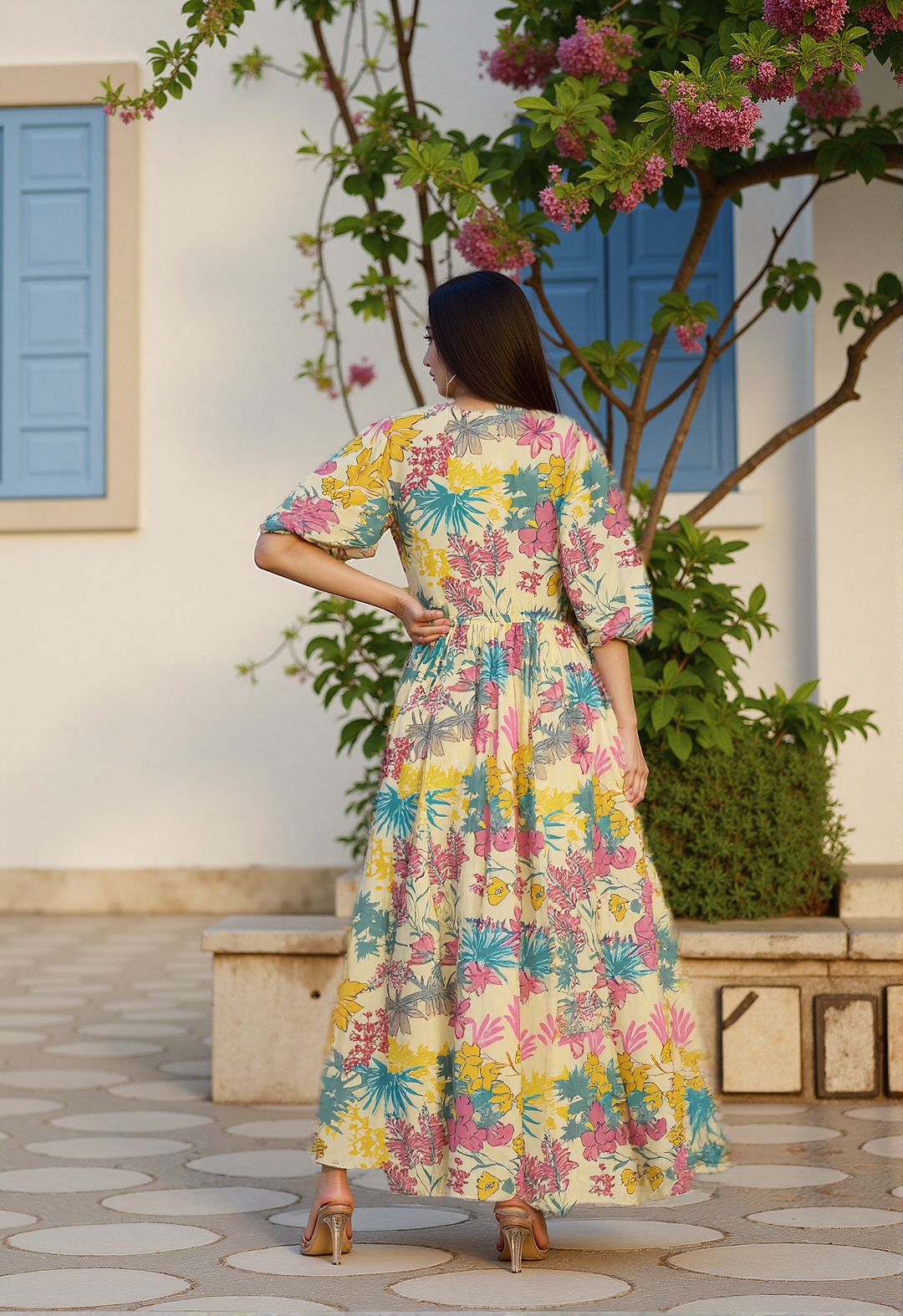 Lemon Zest Floral Maxi Dress