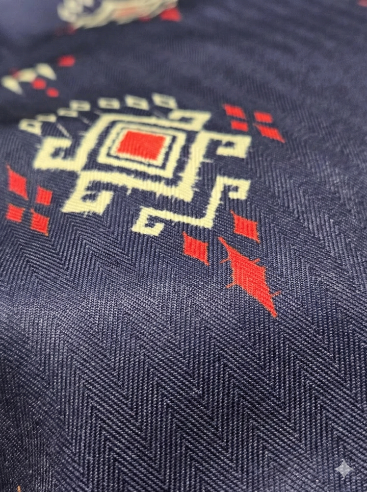 Indigo–Red Ikat Fusion Set