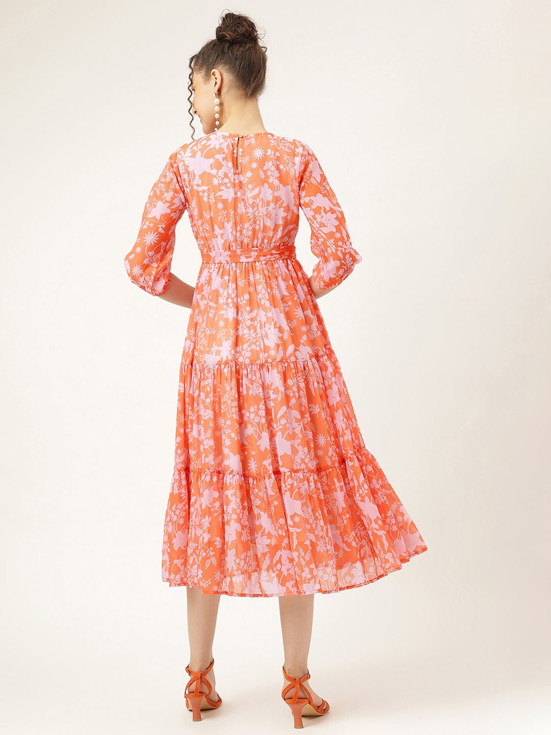 Salmon Pink Floral Maxi Dress - Masakali.Co®