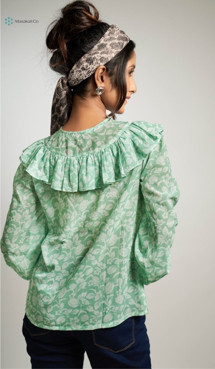 Sea Green Ruffle Top - Masakali.Co®