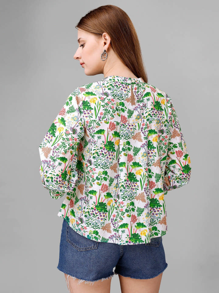 Titan White Floral Womens Top - Masakali.Co®