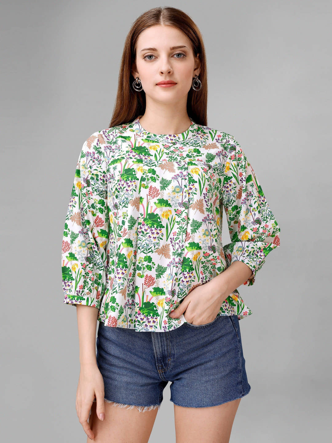 Titan White Floral Womens Top - Masakali.Co®