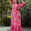Warm Pink Floral Maxi Dress