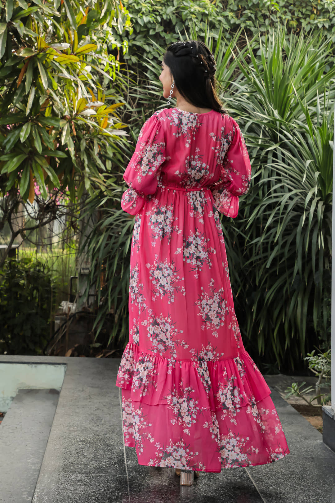 Warm Pink Floral Maxi Dress - Masakali.Co®