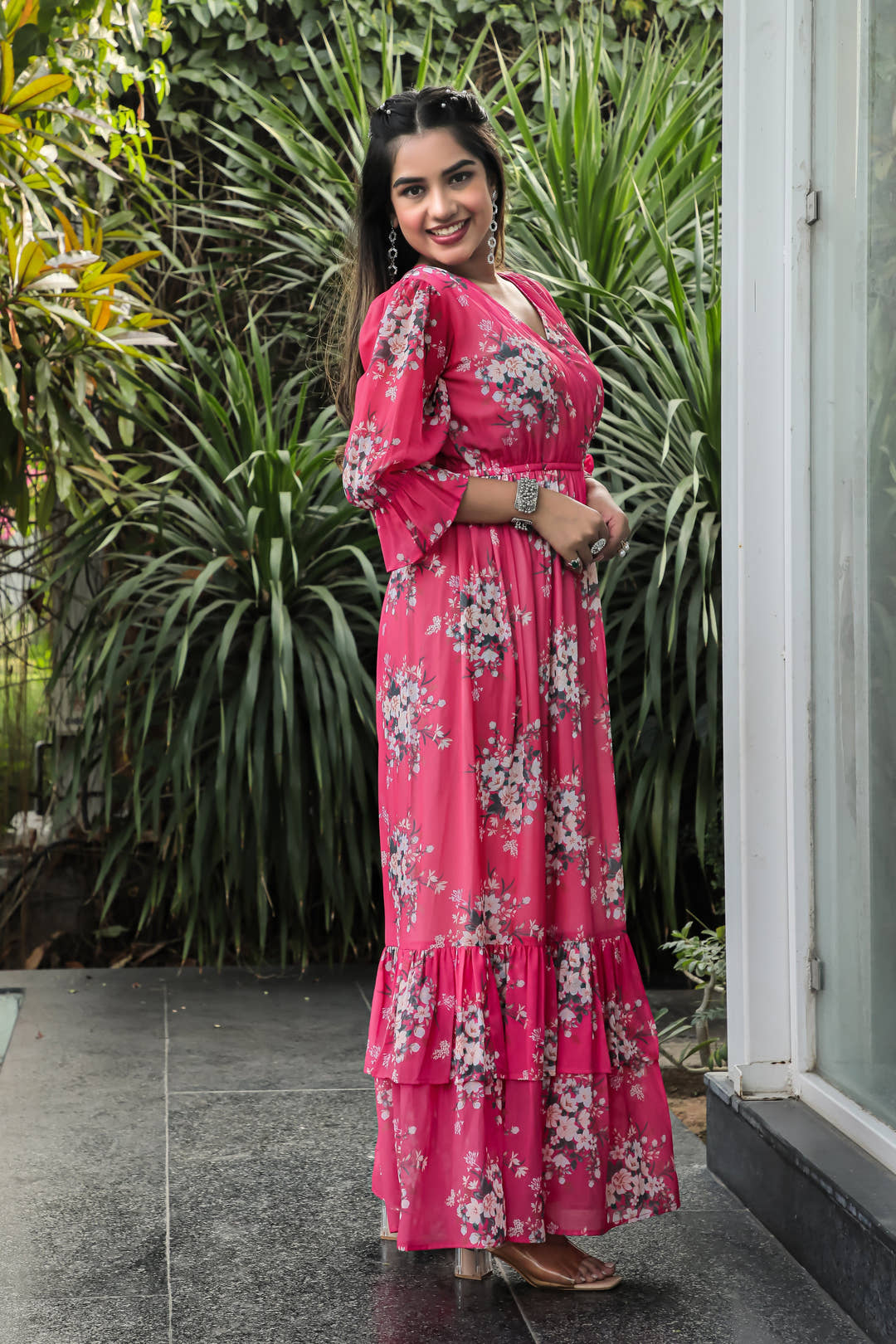 Warm Pink Floral Maxi Dress - Masakali.Co®