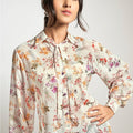 White Floral Bow Top