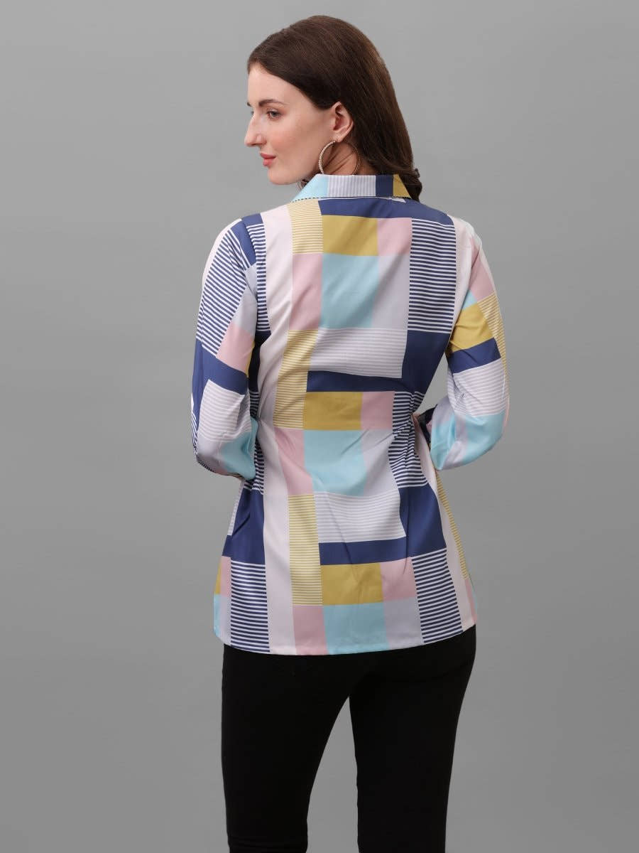 Women Multicoloured Relaxed Semi Sheer Checked Casual Shirt - Masakali.Co®