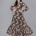 Women western wear black and white Maxi Dress