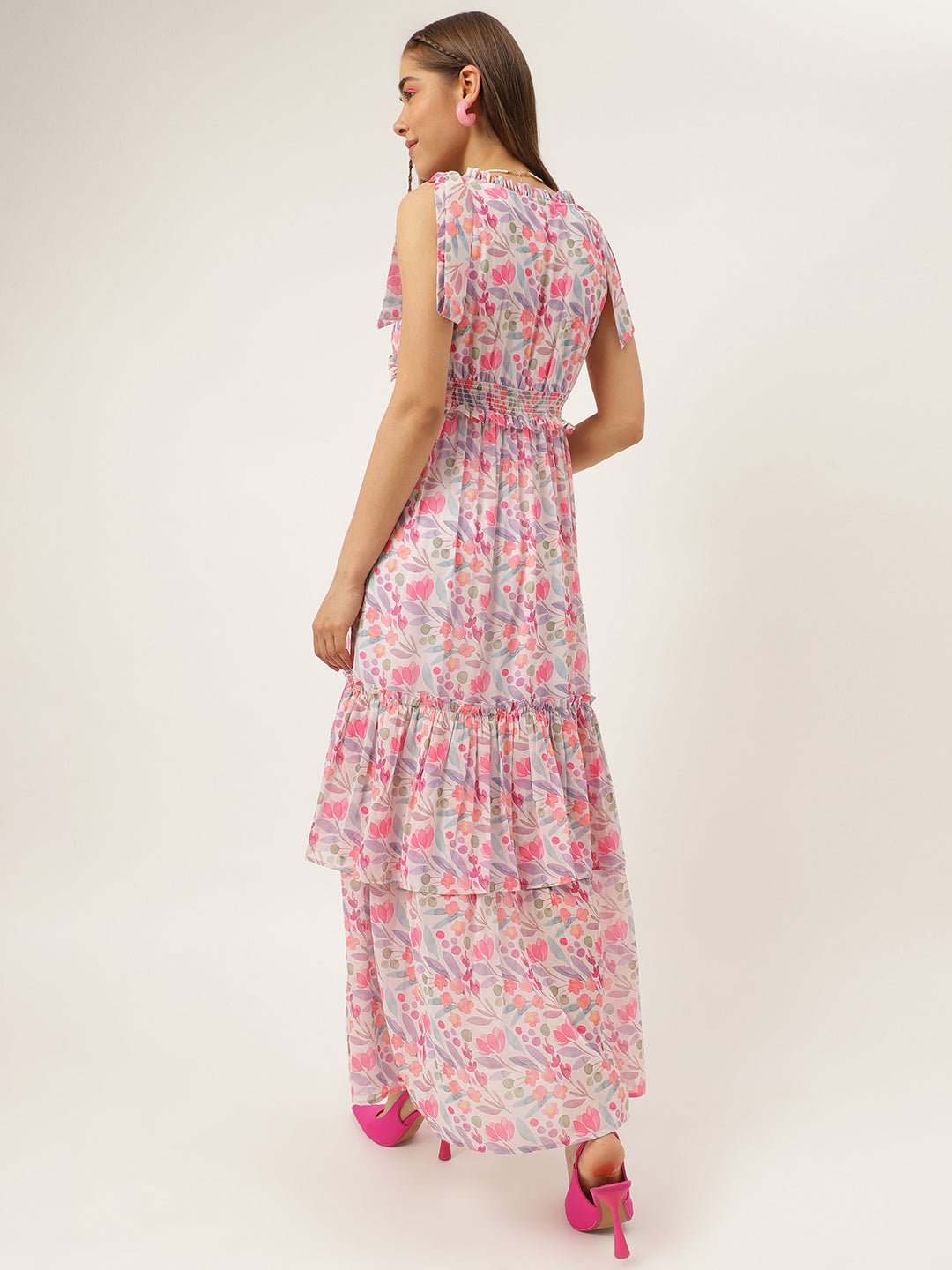 Women western wear Pastel Floral Maxi Dress - Masakali.Co®