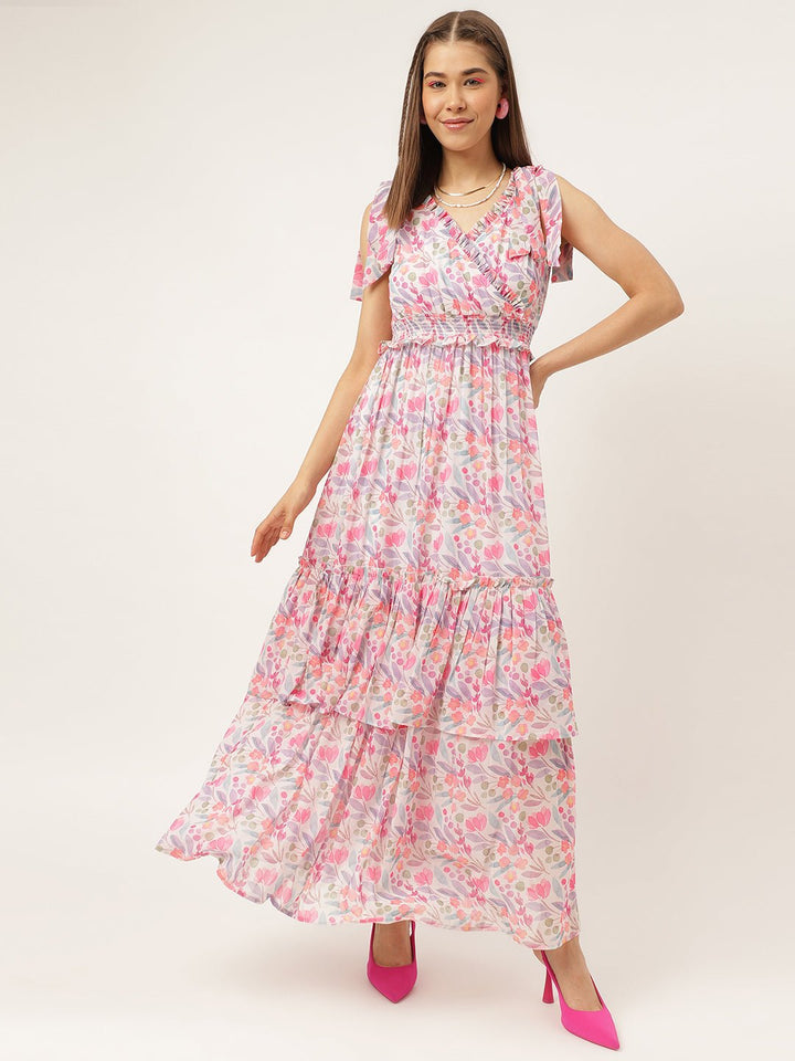 Women western wear Pastel Floral Maxi Dress - Masakali.Co®