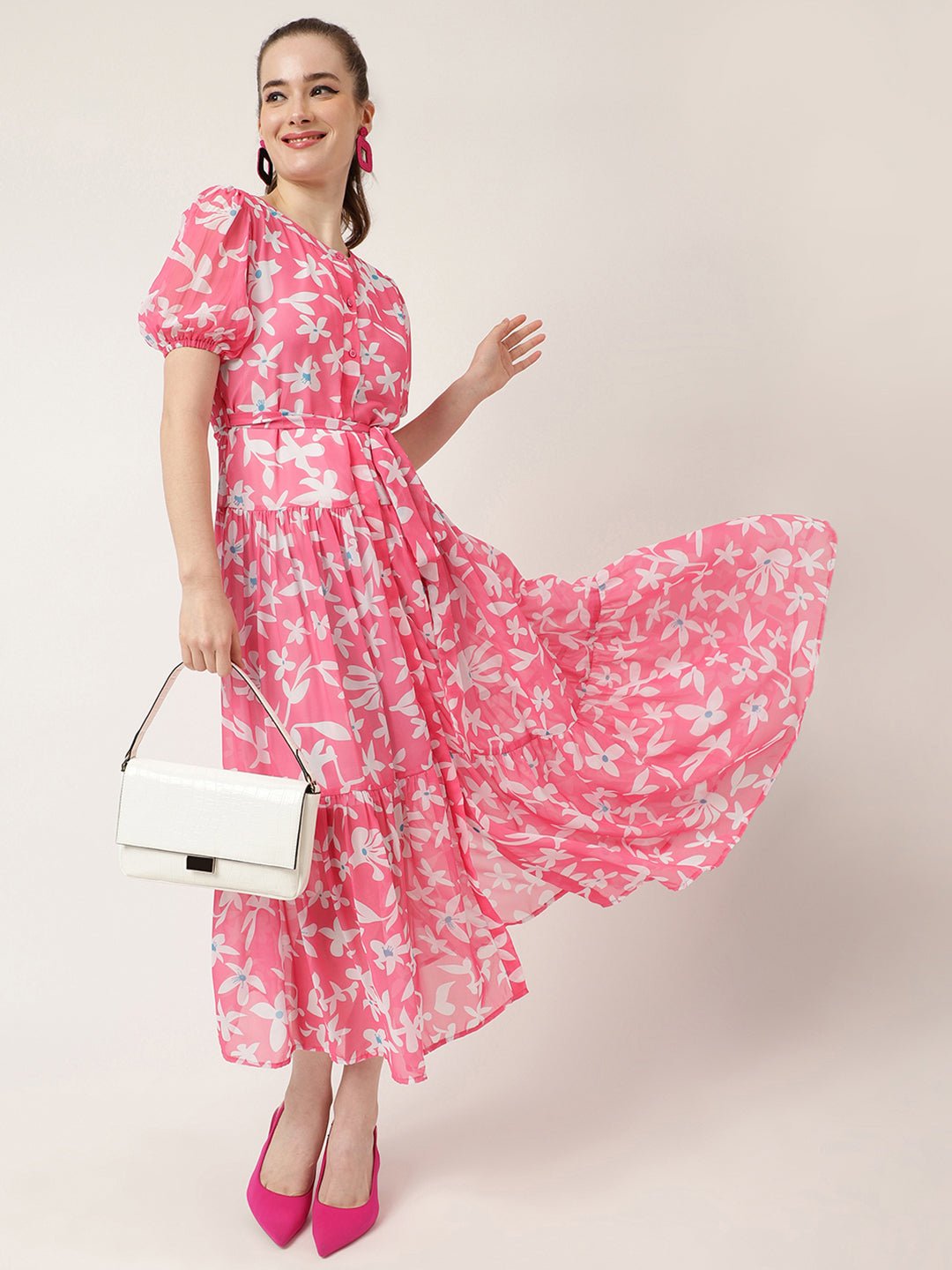 Cadillac Pink Floral Maxi Dress - Masakali.Co®