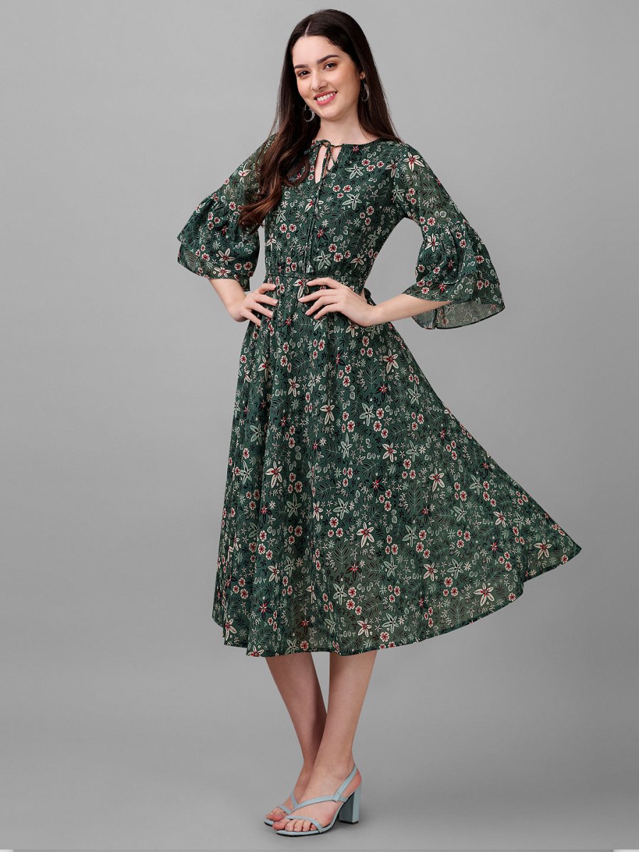 Dark green floral on sale dress