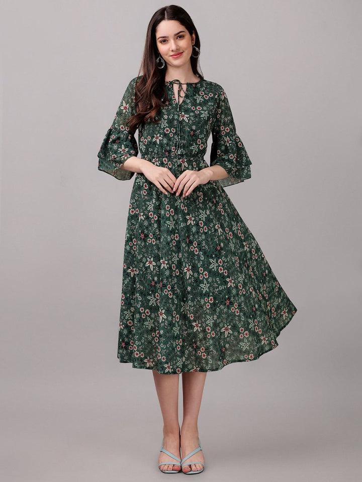 Copy of Masakali.co dresses for Women western wear Dark Green Floral Maxi Dress - Masakali.Co™