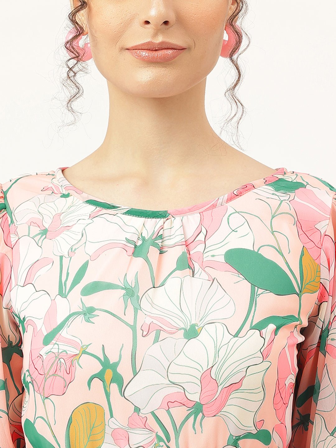 Cosmos Peach Floral Dress - Masakali.Co®