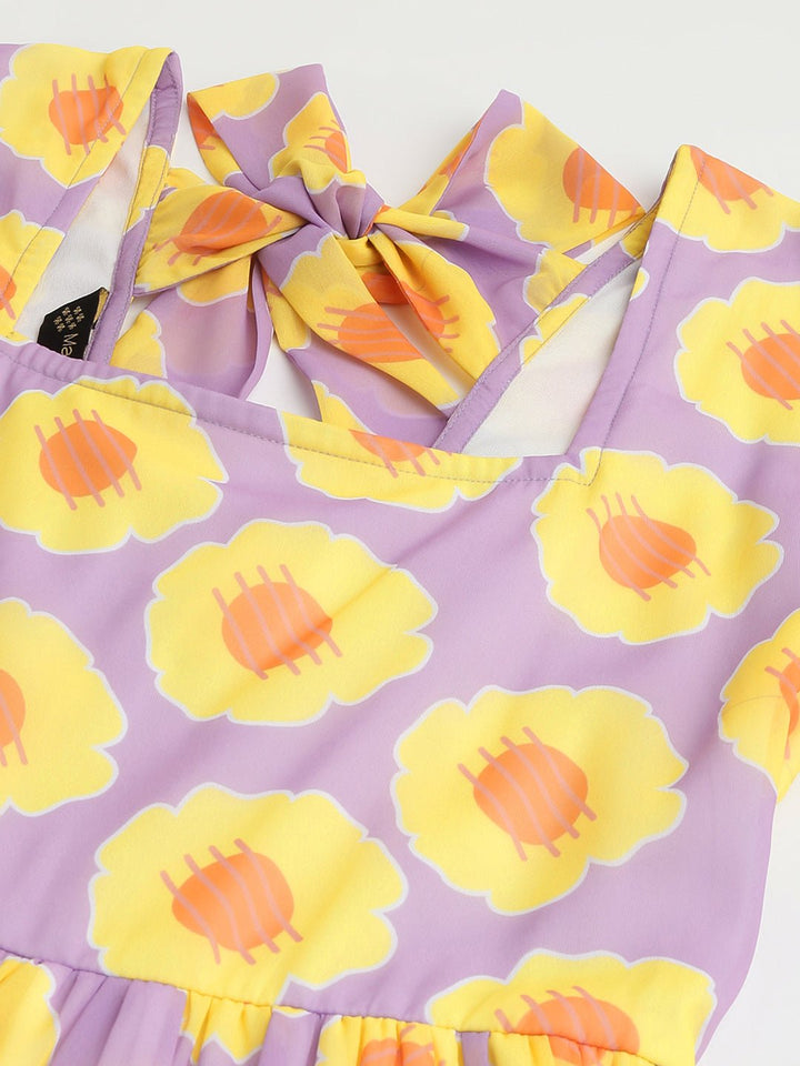 Lavender Grey Floral Maxi Dress - Masakali.Co®