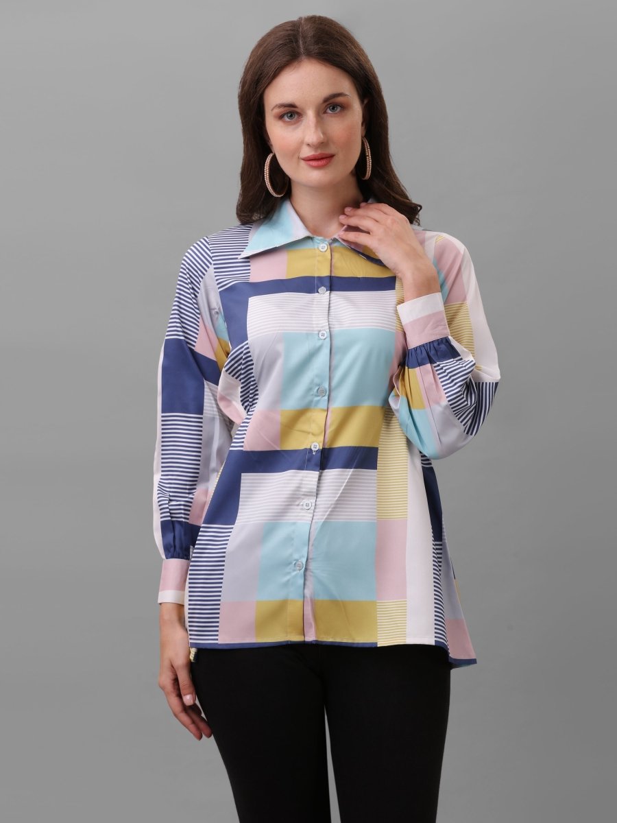 Masakali Co Women Multicoloured Relaxed Semi Sheer Checked Casual Shirt - Masakali.Co™